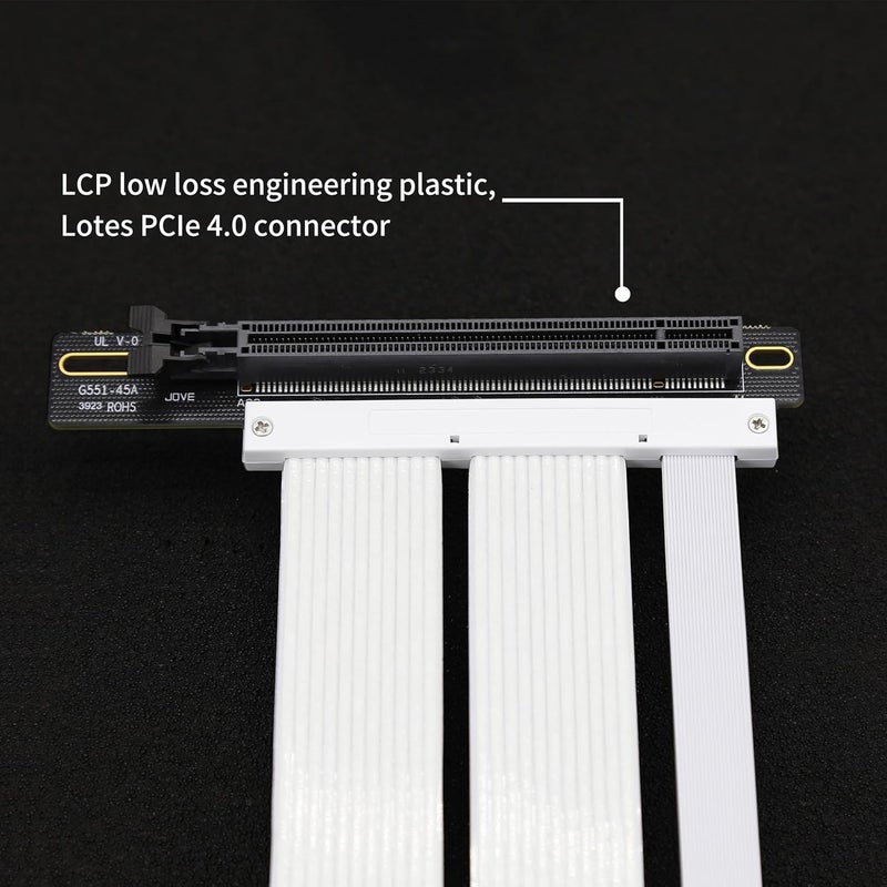 GIGA-MEGA PCIe X16 GEN4 Riser Cable PCIe 4.0 with GPU Vertical Mount Bracket for RTX4080, RTX4090 (White) - Image 3